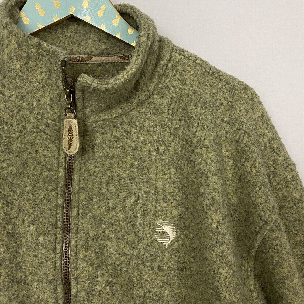 Straight Down Fleece Jacket Mens Large Green Full Zip Pockets Golf Lightweight - Picture 2 of 16